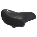 Side view of the Azur Pi Pro Memory Foam Bike Seat in Black colourway, unisex model