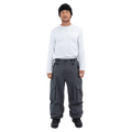 Dark grey Beyond Medals Cargo 2L Snowboard Pants with large side pockets and a relaxed fit on a male model.