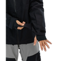 Wrist view of the Beyond Medals Fullzip 2L snowboard Jacket in Black colourway, unisex's model