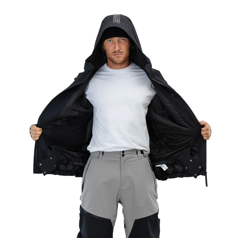 Open view of the Beyond Medals Fullzip 2L snowboard Jacket in Grey colourway, unisex's model