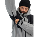 Vents view of the Beyond Medals Fullzip 2L snowboard Jacket in Grey colourway, unisex's model