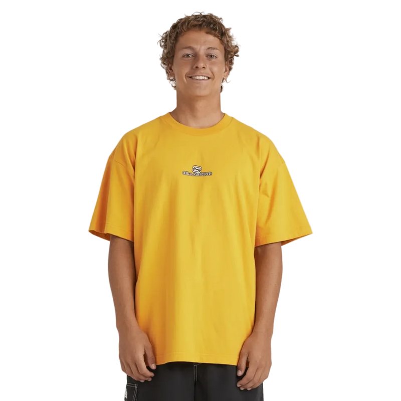Front view of the Billabong Spec Dotcom Shirt in Yellow colourway, men's model.