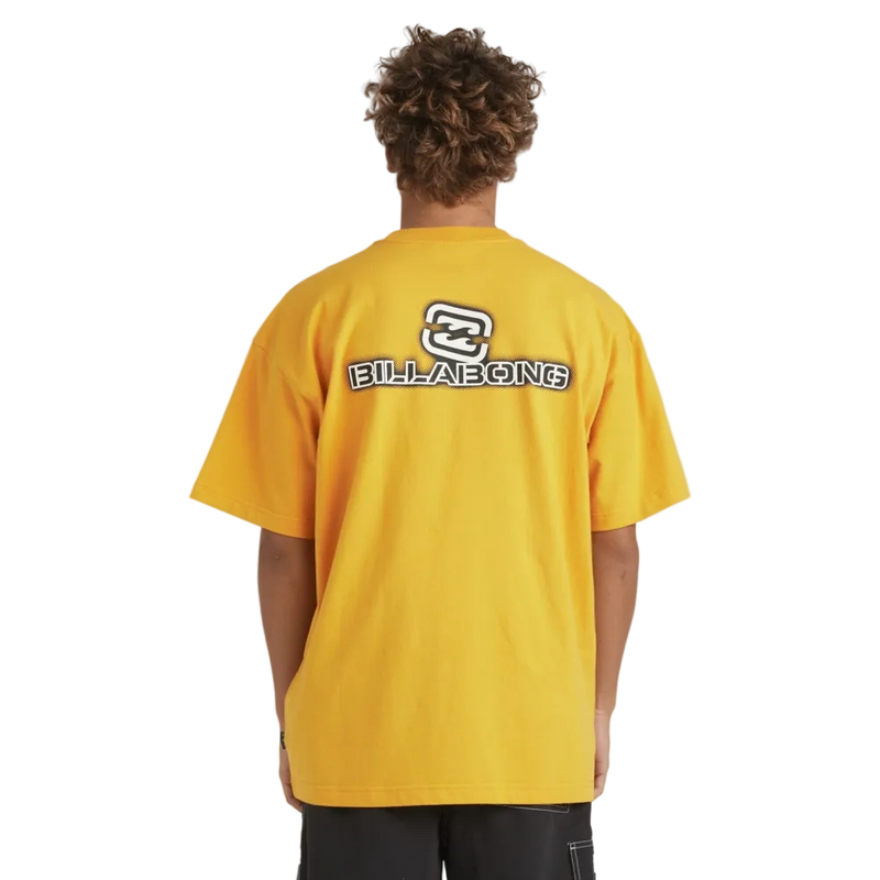 Back view of the Billabong Spec Dotcom Shirt in Yellow colourway, men's model.