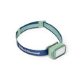 Black Diamond Wiz Kid Headlamp in sage green lamp and inside of headband, blue outside headband with white black diamond logo