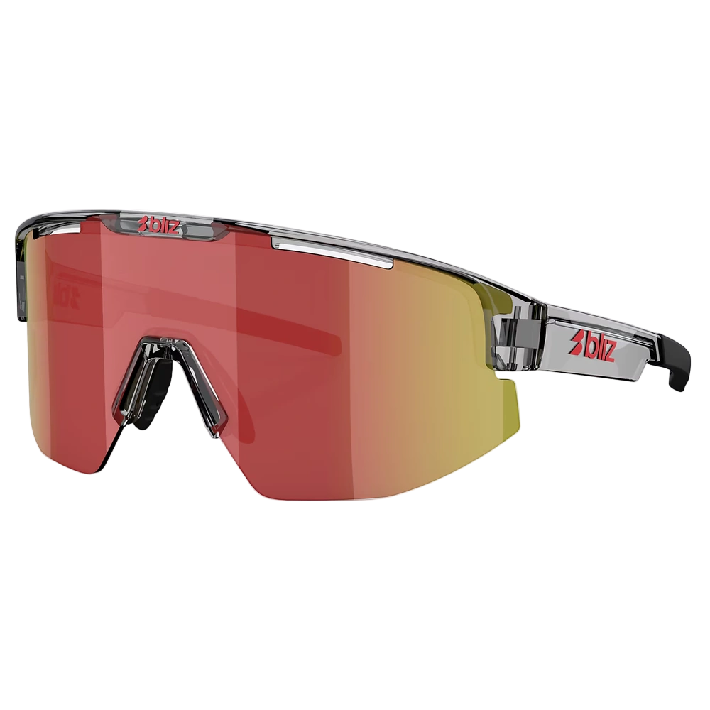 Blizz Matrix Sunglasses Transparent Dark Grey with Red lens 