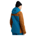 Back view of the Burton AK Embark Snowboard Jacket in Blue Teal and Chestnut colourway, women's model