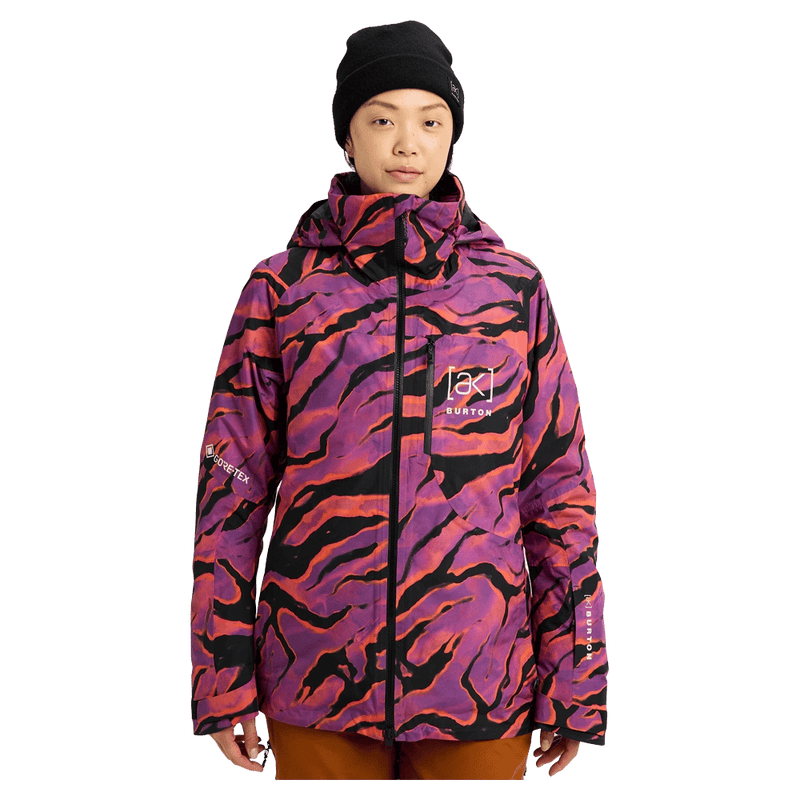 Front view of the Burton AK Embark Snowboard Jacket in Slash Multi colourway, women's model