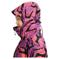 Hood view of the Burton AK Embark Snowboard Jacket in Slash Multi colourway, women's model