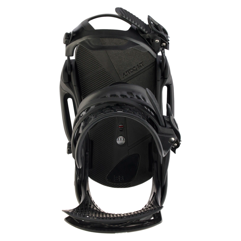 Top view of the Burton Genesis EST Snowboard Bindings in Black colourway, men's model.