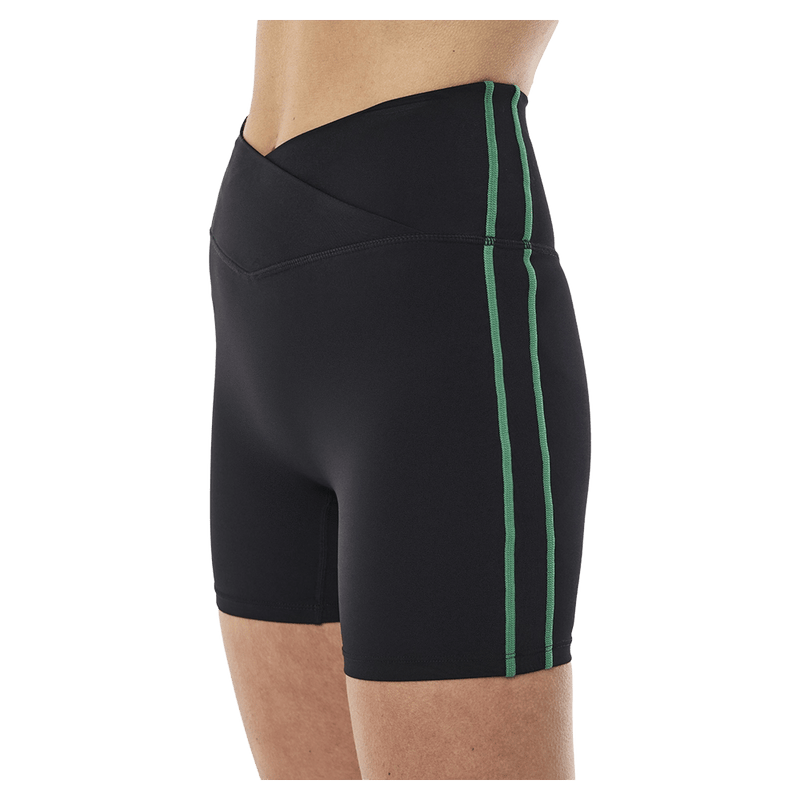 Close side view of P.E Nation Clarity Bike Short - Womens in colour Black Amazon.