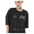 Close view of P.E Nation Current Oversized Tee - Womens in colour Black.