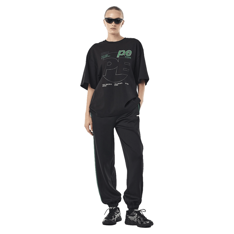 Full view of P.E Nation Current Oversized Tee - Womens in colour Black.