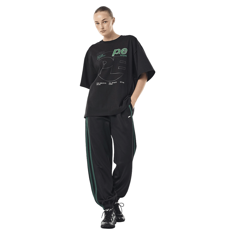 Full view of P.E Nation Current Oversized Tee - Womens in colour Black.
