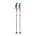 Voile CamLock 2 Carbon Ski Poles shown extended with red and black shafts, black grips, and orange cam locks l
