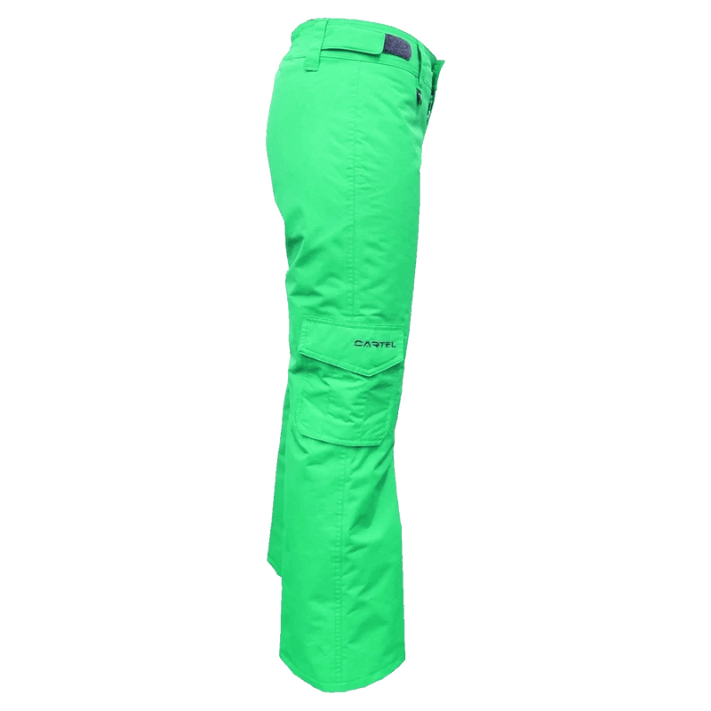 Side view of the Cartel Buck Pants in Green colourway, kids model