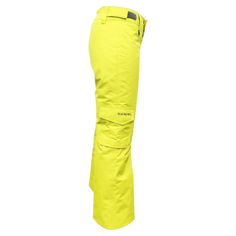 Side view of the Cartel Buck Pants in Yuzu colourway, kids model