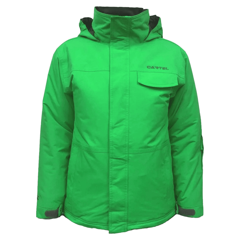 Main view of the Cartel Manfred Jacket in Green colourway, kids model