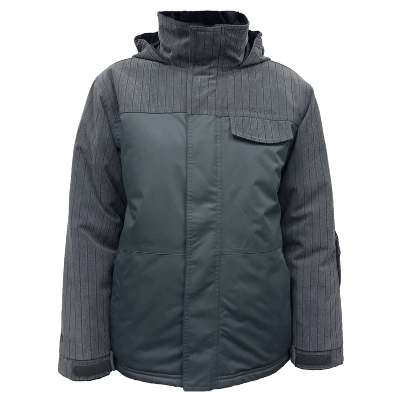 Main view of the Cartel Manfred Jacket in Ebony Plaid colourway, kids model