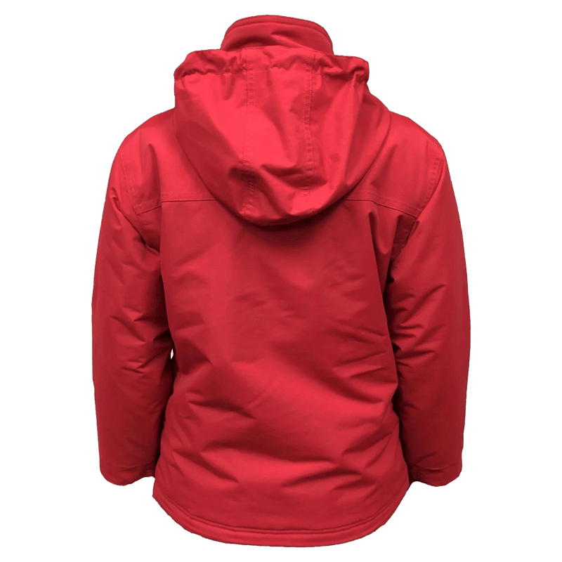 Back view of the Cartel Manfred Jacket in Red colourway, kids model