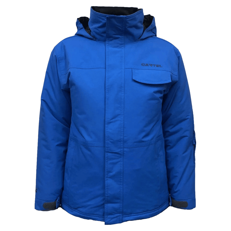 Main view of the Cartel Manfred Jacket in Stratos colourway, kids model
