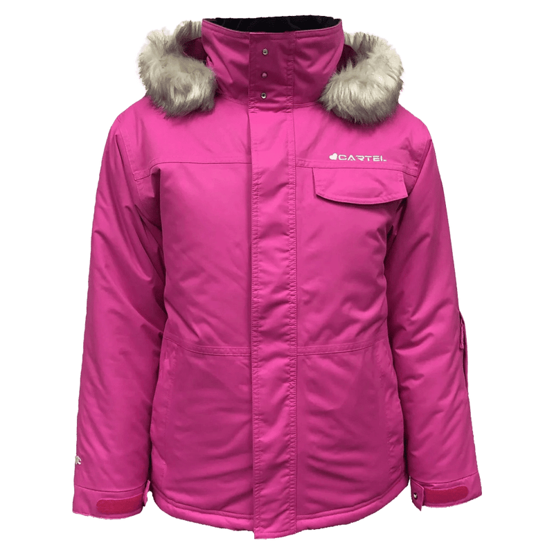 Main view of the Cartel Peaches Jacket in Azalea colourway, kids model