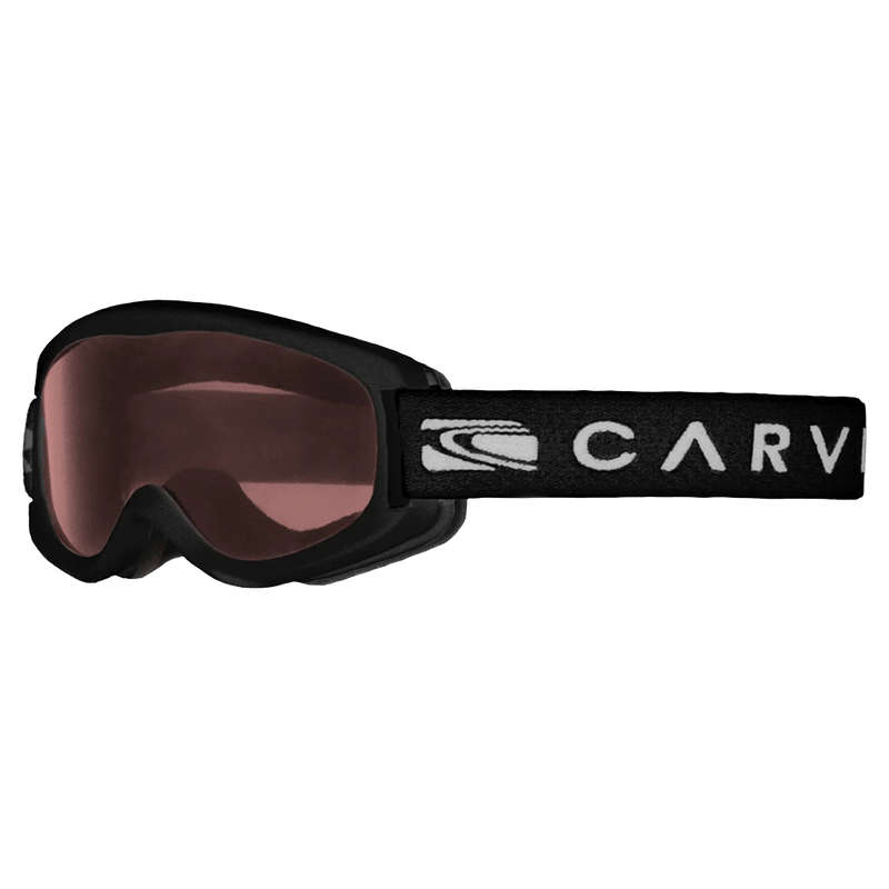 Main view of the Carve Magic Carpet Goggles in Matte Black, Grey lens, kids model