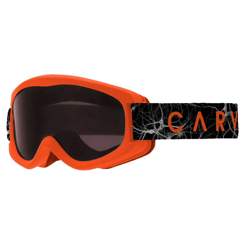 Main view of the Carve Magic Carpet Goggles in Matte Orange, Grey lens, kids model