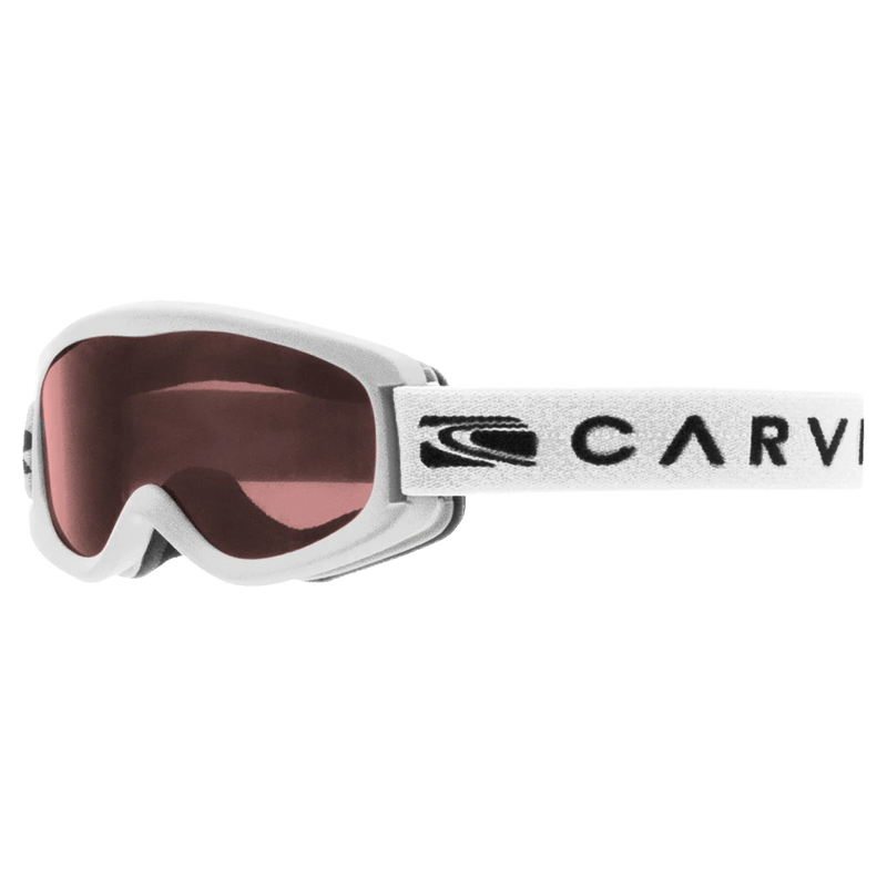Main view of the Carve Magic Carpet Goggles in Matte White, Grey lens, kids model