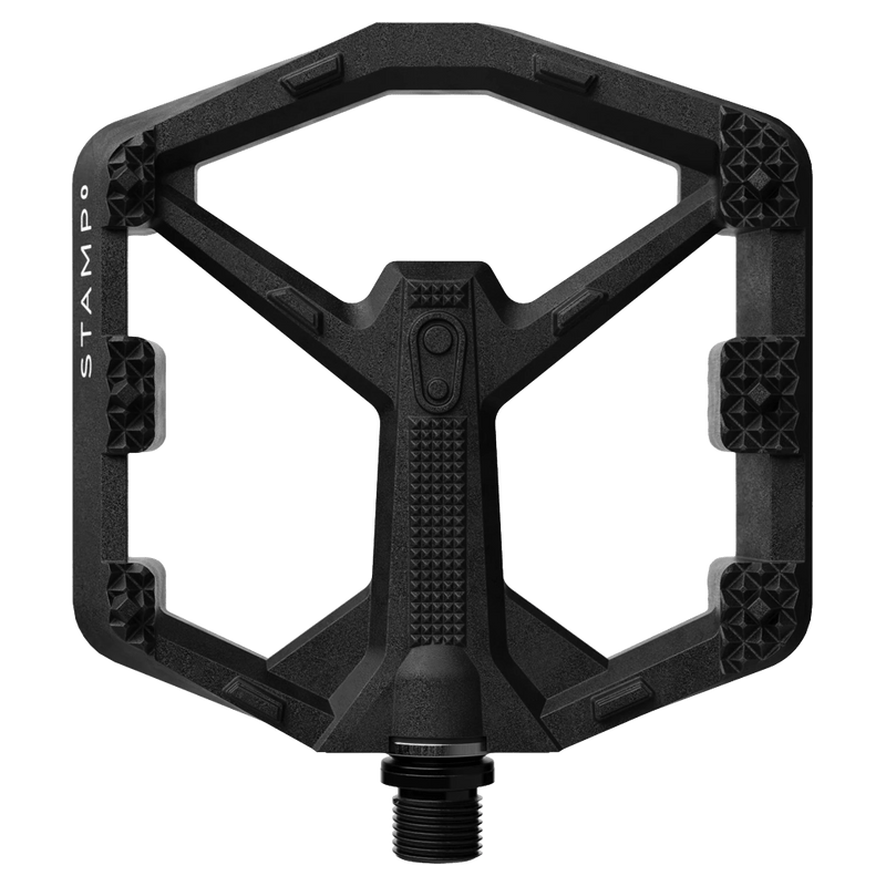 Main view of the Crankbrothers Stamp 0 Pedals in Black colourway, unisex model