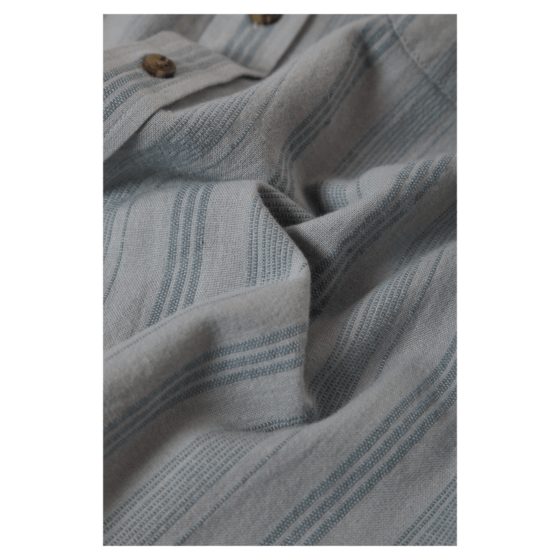 View of Brixton Cru Striped Dobby Woven Tee in colour Trooper.