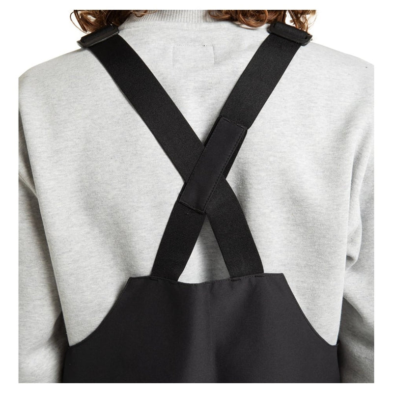 Detail view of the DC Docile BIB in Black colourway, unisex model
