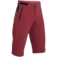 Women's bike shorts in red with black details.