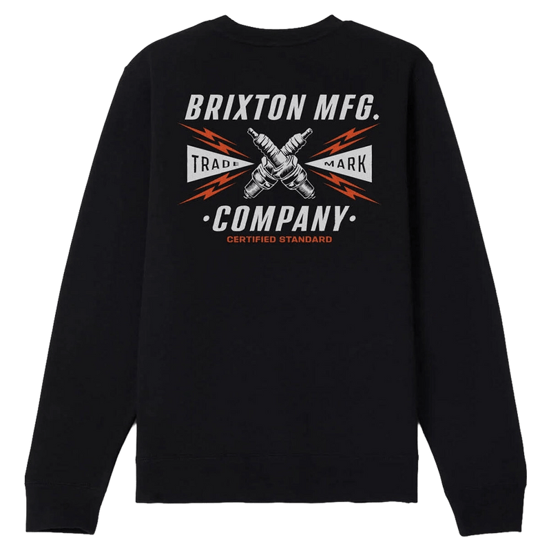 Back view of Brixton Danton Crew in colour Black.