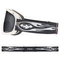 Side view of the Dragn D1 Goggles in Beyond Medals, LL Dark Smoke lens, unisex model