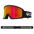 Main view of the Dragon DX3 L Goggle in BLACK and RED ION colourway, unisex's model