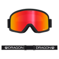 Front view of the Dragon DX3 L Goggle in BLACK and RED ION colourway, unisex's model