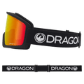 Side view of the Dragon DX3 L Goggle in BLACK and RED ION colourway, unisex's model