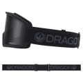 Side view of the Dragon DX3 L Goggle in BLACKOUT and DARK SMOKE colourway, unisex's model