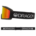 Side view of the Dragon DX3 Goggle in BLACK and RED ION colourway, unisex's model