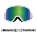 Front view of the Dragon DX3 Goggle in White and GREEN ION colourway, unisex's model