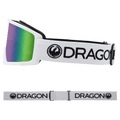 Side view of the Dragon DX3 Goggle in White and GREEN ION colourway, unisex's model
