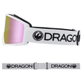 Side view of the Dragon DX3 Goggle in White and PINK ION colourway, unisex's model