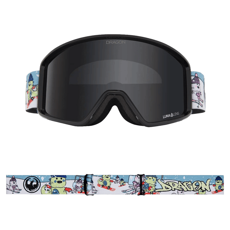 Front view of the Dragon DXT OTG Goggles in POW DAY colourway, unisex's model