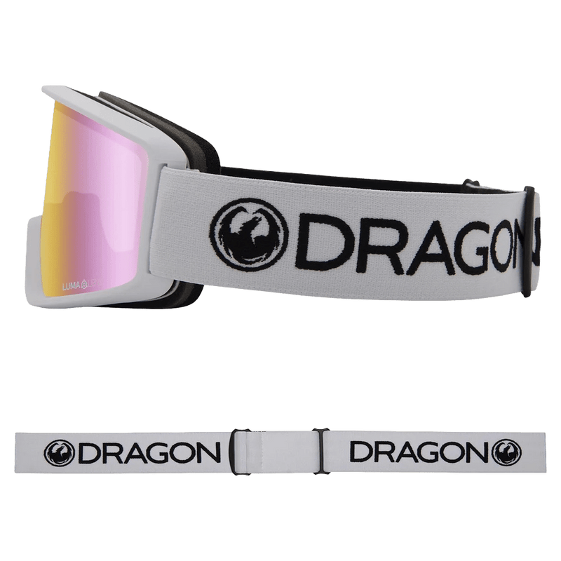 Side view of the Dragon DXT OTG Goggles in WHITE colourway, unisex's model