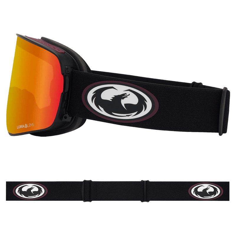 Side view of the Dragon NFX2 Goggle in Old Skool colourway, unisex's model