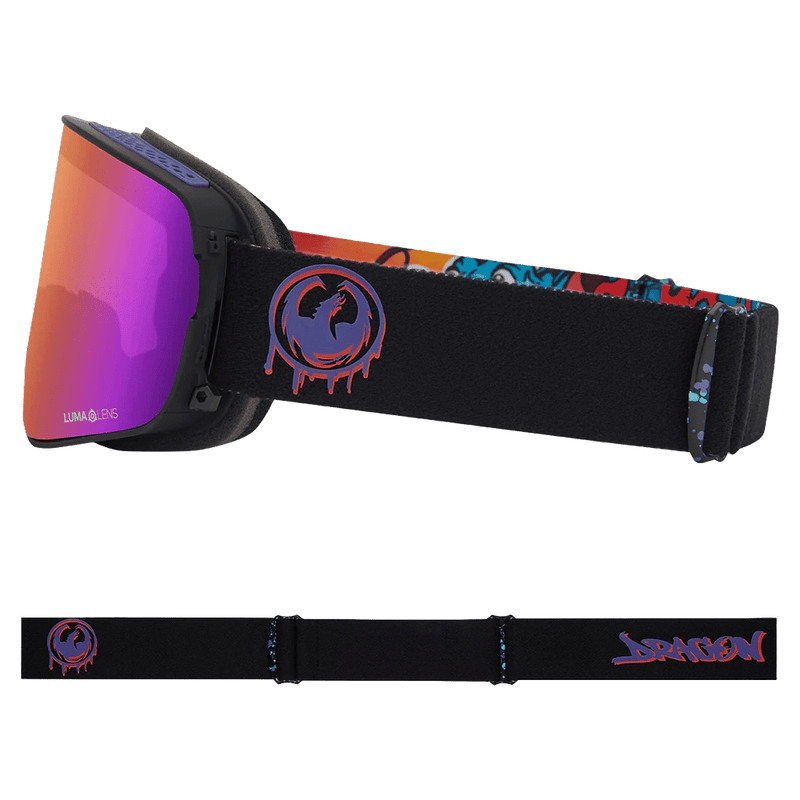 Side view of the Dragon NFX2 Goggle in Rattled colourway, unisex's model