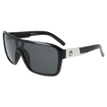 Main view of the Dragon Remix Sunglasses in Black, LL Smoke lens, unisex model