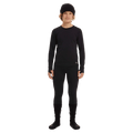 Worn view of the Elude Boys 7-8 Thermal Top in TRUE BLACK colourway, kids model