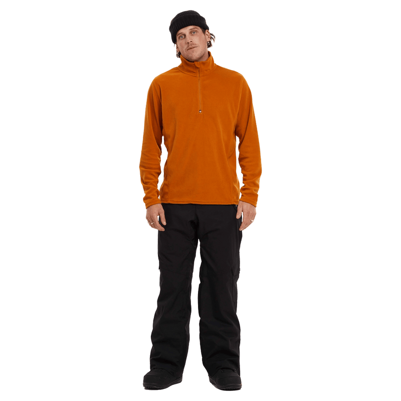 Front view of the Elude Mifrofleece Quarter Zip Jamper in Pumpkin Spice colourway, men model