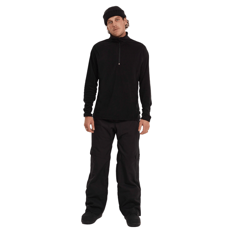 Front view of the Elude Mifrofleece Quarter Zip Jamper in True Black colourway, men model